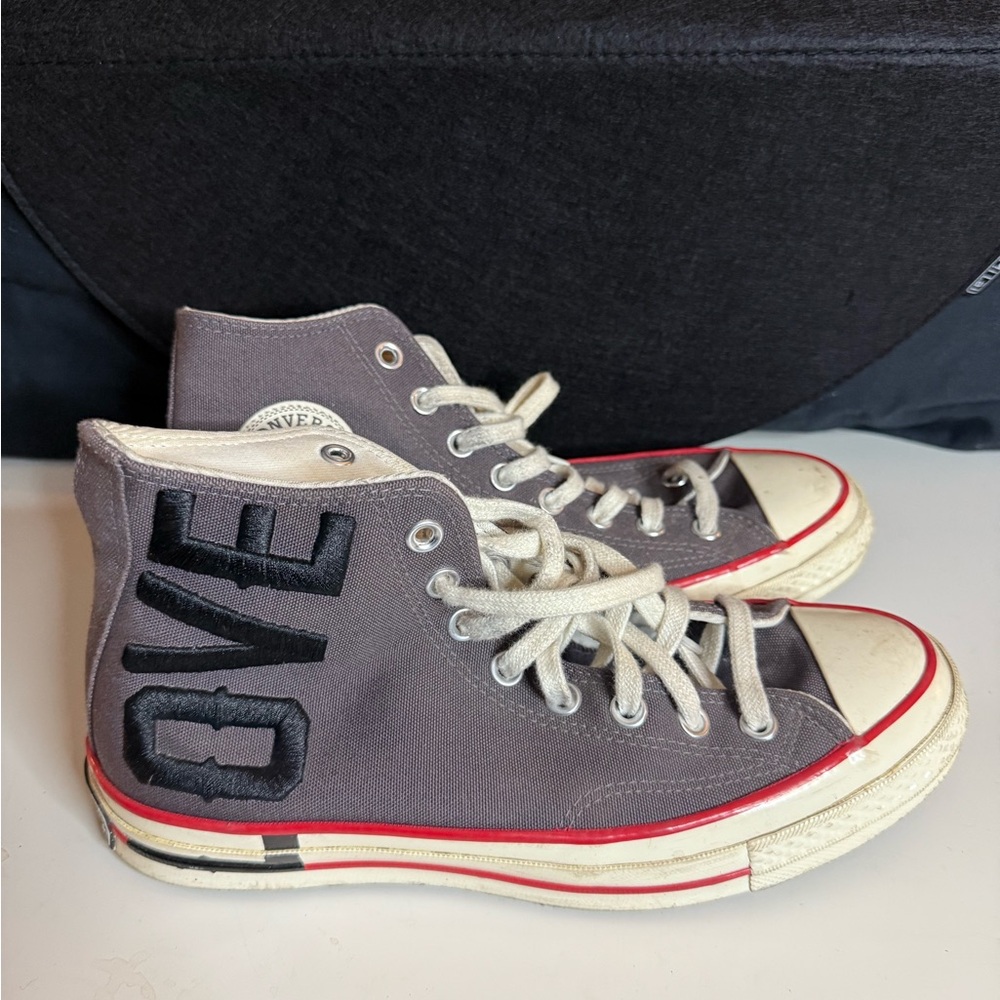 Converse LOVE Charcoal High-Tops with Red Trim